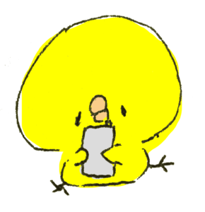 スマホを見るひよこのイラスト